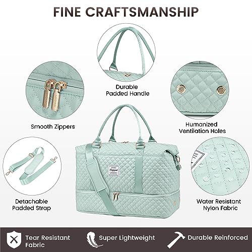 LOVEVOOK Travel Duffle Bag,Weekender Bags for Women with Shoe Compartment - color: C-Light Green, size: Large-2 Pcs