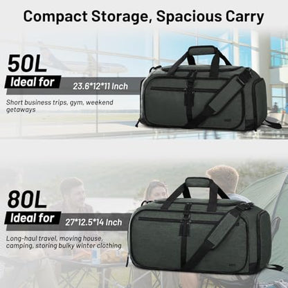 MIER Packable Travel Duffle Bag with Shoe Compartment, 80L, Gray - color: Gray, size: 80L