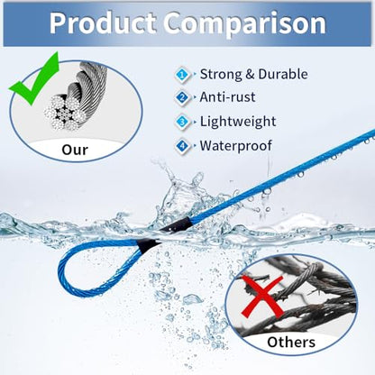 3.3mm Steel Wire Rope Outdoor Travel Security Cable Lock,Braided Steel Coated Safety Cable Luggage Lock,Safety Cable Wire Rope Chain Lock Double Loop Lightweight (Blue, 12in/5Pcs) - color: Blue, size: 12in/5Pcs