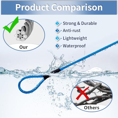3.3mm Steel Wire Rope Outdoor Travel Security Cable Lock,Braided Steel Coated Safety Cable Luggage Lock,Safety Cable Wire Rope Chain Lock Double Loop Lightweight (Blue, 12in/10Pcs) - color: Blue, size: 12in/10Pcs