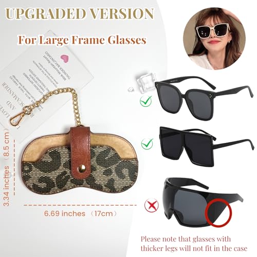 Eyewear Clutch Glasses Case with Clip Soft Leather Sunglasses Bag - color: Blk Green, size: X-Large, style: Leopard