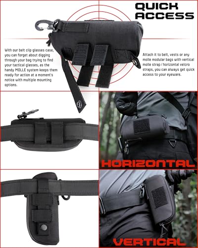 Wynex Tactical Molle Glasses Pouch, Shockproof Eyeglass Case for Glasses - color: Black