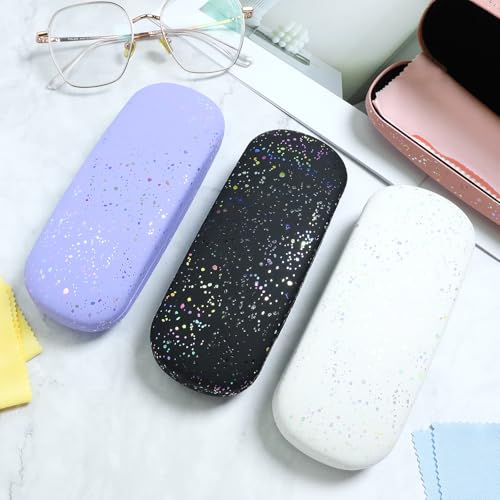 Eyeglass Case Hard Shell,Hard Sunglass Cases with Cleaning Cloth for Women,Glitter Protective Case - color: Style 3