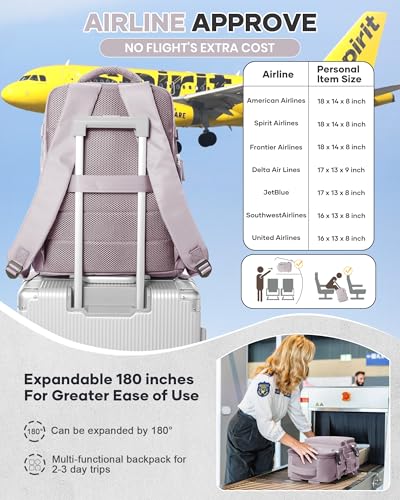 Personal Item Travel Backpack for Women Men Carry On Bag Airlines 18x14x8 - color: P-lotuspink, size: Small