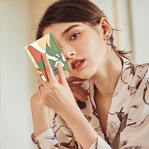 Rouidr Womens Wallet, Small Slim RFID Card Wallets for Women, Cute Front Pocket Trifold Leather Card Organizer with 7 Slots & ID Window, Modern Abstract Art - color: Modern Abstract Art