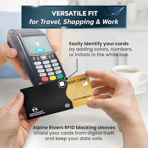 Alpine Rivers RFID Blocking Sleeves, Credit Card Protector, Passport Sleeve - color: Original Black