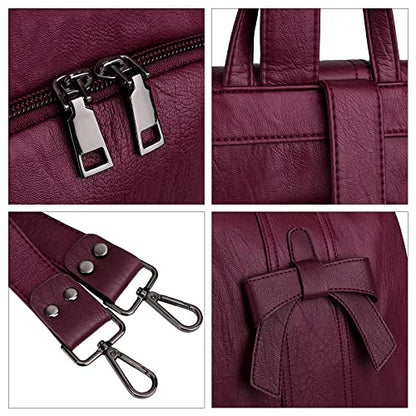 Uromee Travel Backpack Purse Women Vegan Leather Tassel Shoulder Bag - color: 290 Wine Red
