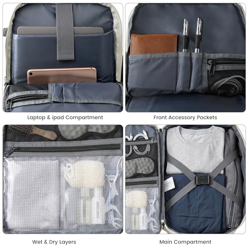 TANTOMI Travel Backpack for Women, Laptop Bag，31L Carry on Backpack - color: Cream White, size: X-Large