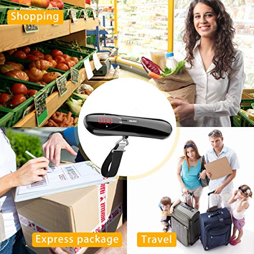 Digital Luggage Scale 110lb Portable Travel Hanging Suitcase Weight Scales | Handheld Baggage Scale for Travel Essentials Postal Baggage Backpacks Packages, Backlight LED Display Battery Included
