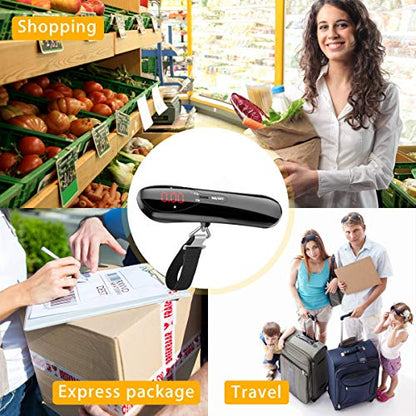 Digital Luggage Scale 110lb Portable Travel Hanging Suitcase Weight Scales | Handheld Baggage Scale for Travel Essentials Postal Baggage Backpacks Packages, Backlight LED Display Battery Included