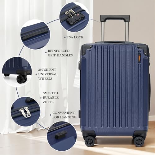 Eeeza Luggage Sets 5 Piece,Lightweight Durable Hardshell,20/24/28 Inch - color: PorscheBlue