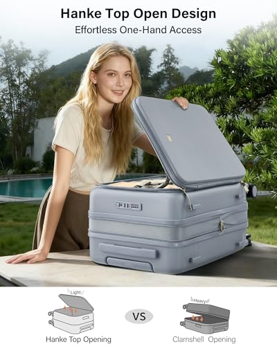 Hanke Expandable Large Checked Luggage, 28 Inch Top Opening Suitcase - color: Grey, size: 28 Inch EXT