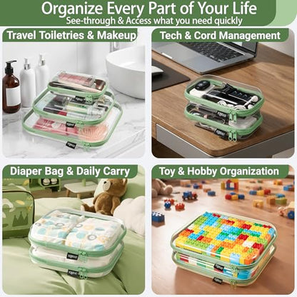 YQBRAO Clear Hard Shell Organizer Cases, 3-Pack, Green - color: Green, size: MSS