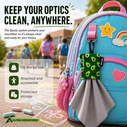 SPUDZ Classic Microfiber Lens Cleaner – Clip-On Pouch, Washable – for Binoculars, Scopes, Glasses, Screens | Classic | Mountain Rainbow, 6 x 6 Inch - color: Mountain Rainbow, size: 6 x 6 Inch