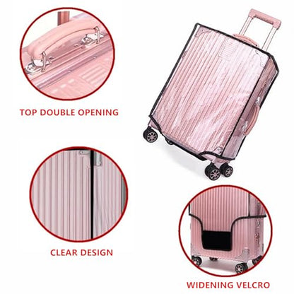 30" Clear PVC Luggage Cover Protectors Thicken Transparent Waterproof Suitcase for Spinner Wheels Suitcase - color: 30 Inch Luggage Cover