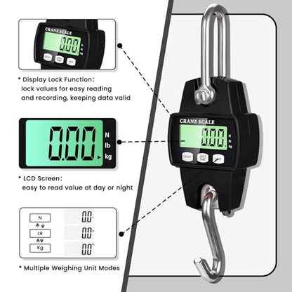 Digital Hanging Scale, 880lb/400kg Crane Scale - color: Black-880lb