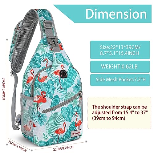 ZOMAKE Sling Bag,Small Crossbody Sling Backpack Shoulder Daypack for Travel - color: Flamingo Blue, size: 8L