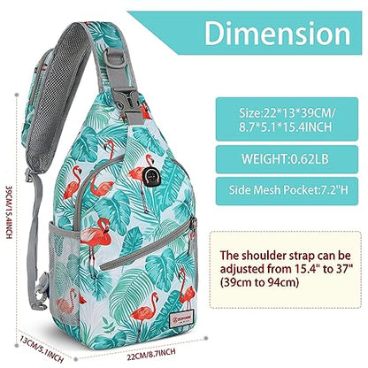ZOMAKE Sling Bag,Small Crossbody Sling Backpack Shoulder Daypack for Travel - color: Flamingo Blue, size: 8L