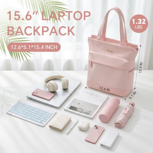 EMPSIGN Tote Backpack for Women, Work & Travel Bag, Fits 15.6" Laptop - color: Light Pink