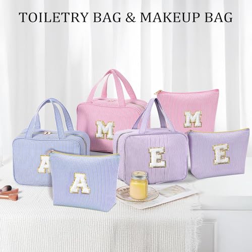 YOOLIFE Hanging Toiletry Bag - Large Capacity Personalized Travel Toiletry Bag for Women, Cruise Ship Essentials - Letter S, Purple - color: Purple, style: S