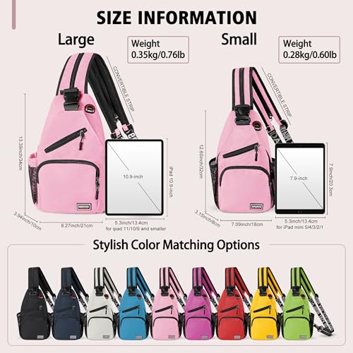 Geestock Convertible Sling Bag Crossbody Backpack for Women Men, Pink - color: Pink, size: Large