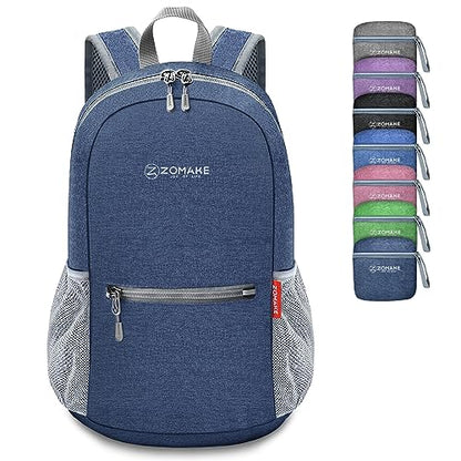 ZOMAKE Lightweight Packable Backpack, 10L Small Foldable Daypack for Hiking - color: Navy Blue A5, size: 10L