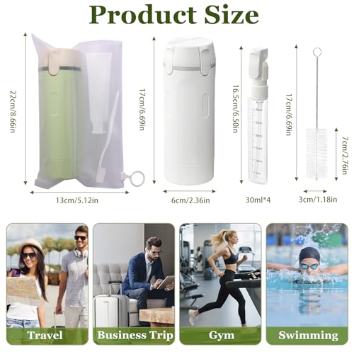4 in 1 Travel Dispenser, Refillable Leak Proof Travel Bottle (White+Green) - color: White+green