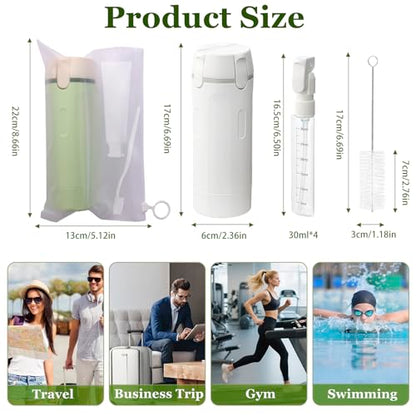 4 in 1 Travel Dispenser, Refillable Leak Proof Travel Bottle (White+Green) - color: White+green