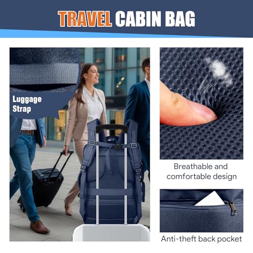55L Travel Backpack, Carry On Backpack Fits 18.4-19" Laptop, Blue - color: Blue, size: 18.4 inch (22"x14"x10")