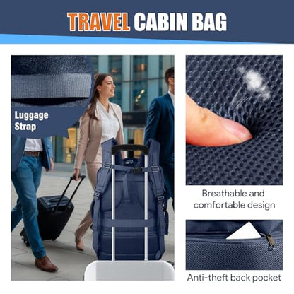 55L Travel Backpack, Carry On Backpack Fits 18.4-19" Laptop, Blue - color: Blue, size: 18.4 inch (22"x14"x10")