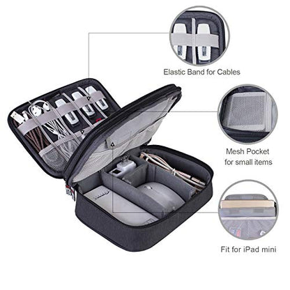 BUBM 이중 레이어 여행 전자제품 정리함 케이스, 전자 액세서리 가방 - size: Medium- For 7.9" iPad Mini
