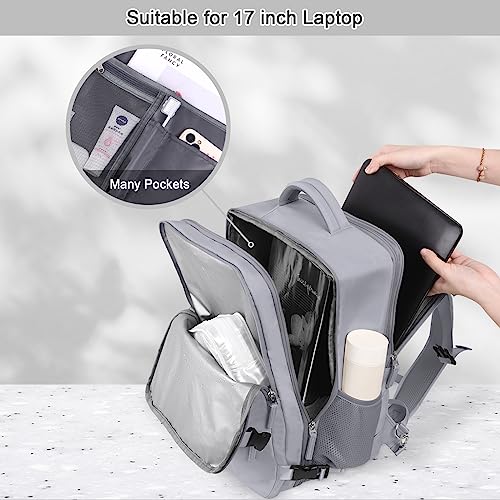 Sinaliy Travel Backpack for Men and Women, 17 Inch Laptop Backpack - color: Grey