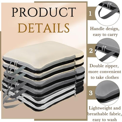 Hosuly 6 Pcs Compression Packing Cubes, 17.3 x 12.6'', Black, Gray, Beige - color: Black, Gray, Beige