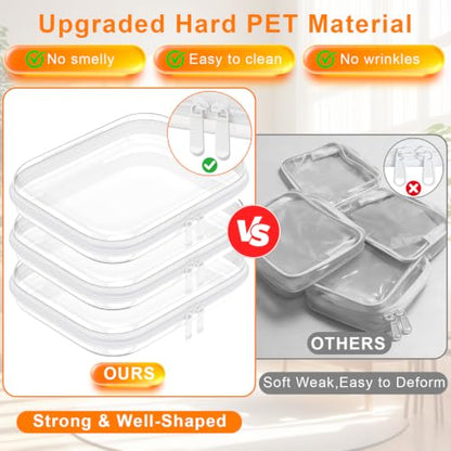 3PCS Clear Hard Shell Zipper Case,9.9*7.9*2in,Travel Toiletry Cosmetic Bags - color: White, size: M