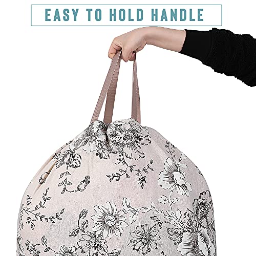 Sanlykate Extra Large Laundry Bag with Drawstring Closure and Handle, 28 x 40 Inch Heavy Duty Travel Dirty Clothes Bag for Laundromat and Household, Black Peony - color: Black Peony