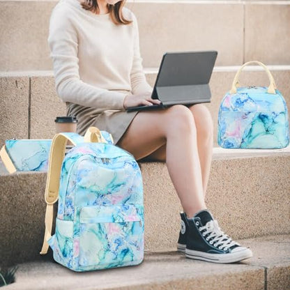 LEDAOU Girls Backpack, Kids School Bookbag, Backpack for Kids and Teens - color: Marble Tie Dye