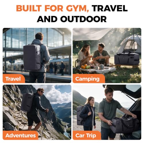 40L Water-Resistant Duffle Backpack with Shoe Compartment & Wet Pocket - color: Grey