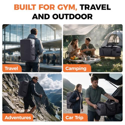 40L Water-Resistant Duffle Backpack with Shoe Compartment & Wet Pocket - color: Grey