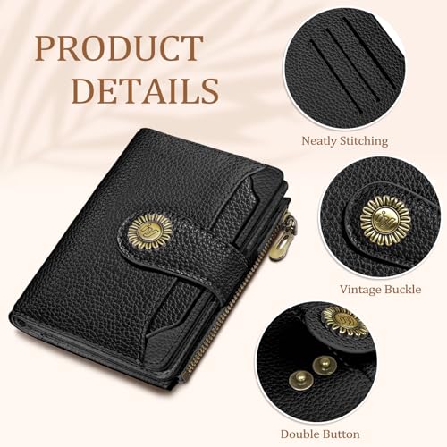 Icycay Black Small Wallet Women RFID Blocking Bifold Credit Card Holder - color: 0 Black