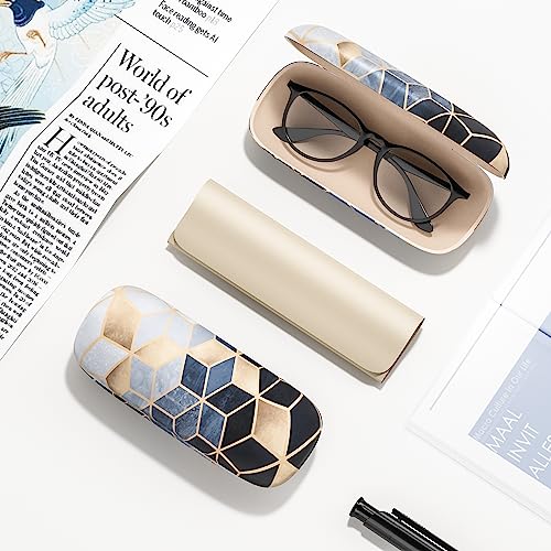 Eyeglasses Case, Hard Shell Protective Case for Glasses, Unisex for Women Men - color: Artistic Geometry