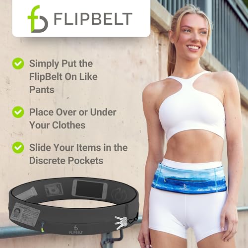 FlipBelt 지퍼 러닝 벨트, 피트니스 및 러닝용 허리 팩, 미국 회사 - color: 탄소., size: S