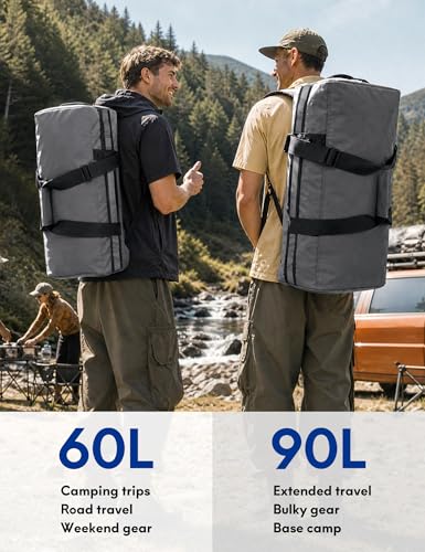 Haimont Heavy Duty Outdoor Gear Duffel Backpack, Grey - color: Grey, size: 60L