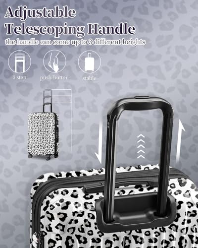 Luggage 2 Piece Set, Lightweight Hardside Suitcases, 20/24Inch - color: Leopard White, size: 2-piece(20"/24")