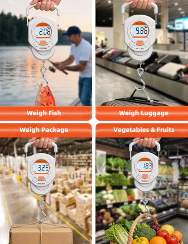 Fishing Scale 132lb/60kg Luggage Scale Digital Fish Scale with Backlit LCD Display, Fish Weight Scale Luggage Weight Scale Hanging Scale with 4 Units USB Cord, Fishing Accessories Fishing Gift - style: USB Rechargeable