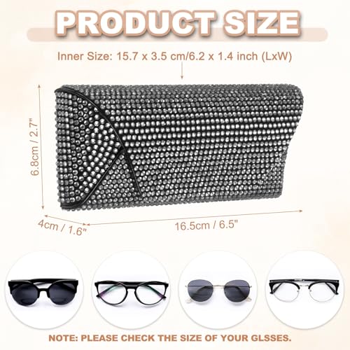 PATIKIL Bling Sunglass Case Eyeglasses Hard Shell w/Rhinestones - color: White