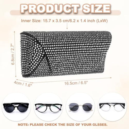 PATIKIL Bling Sunglass Case Eyeglasses Hard Shell w/Rhinestones - color: White