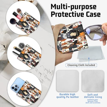 Soft Glasses Case for Sunglasses Eyeglass Slim Pouch - color: Dog