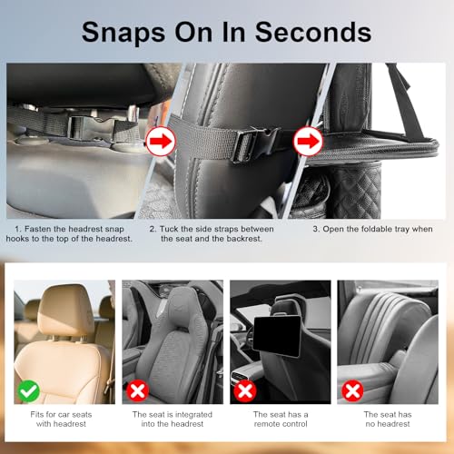 Car Backseat Storage Organizer, 11 PU Leather Pockets & Foldable Table Try