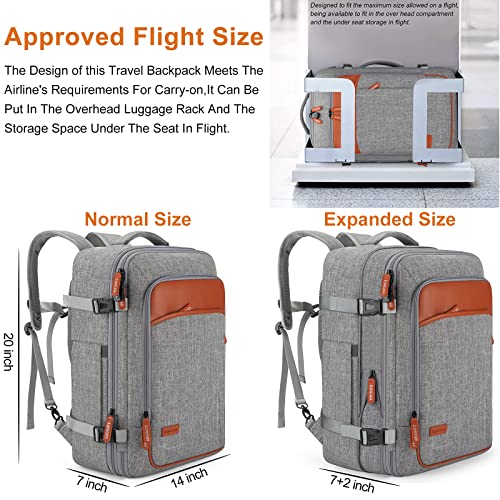 Lumesner 40L Expandable Carry On Travel Backpack with 4 Packing Cubes - color: Grey, size: 20 inches