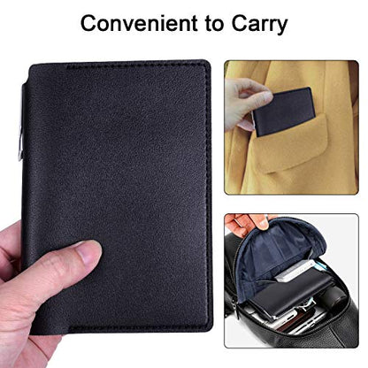 Wisdompro 2 Pack 3.5" x 5.5" Journal Cover for Field Notes Notebooks, Black - color: Black